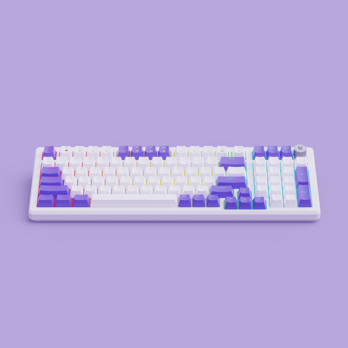 Hive98 Full-Size White - Purple Wired Gaming Keyboard