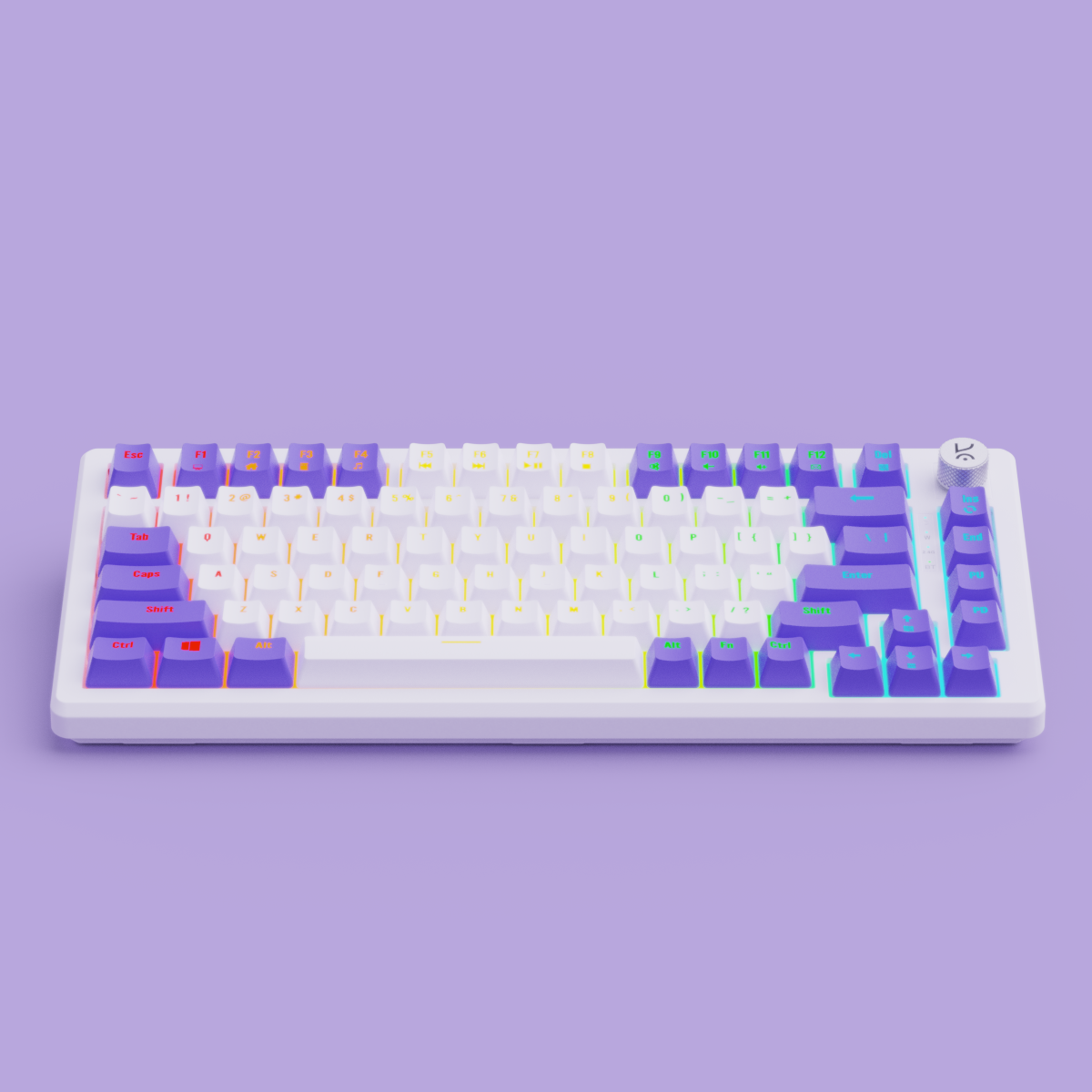 Hive75 White-Purple Wired Gaming Keyboard