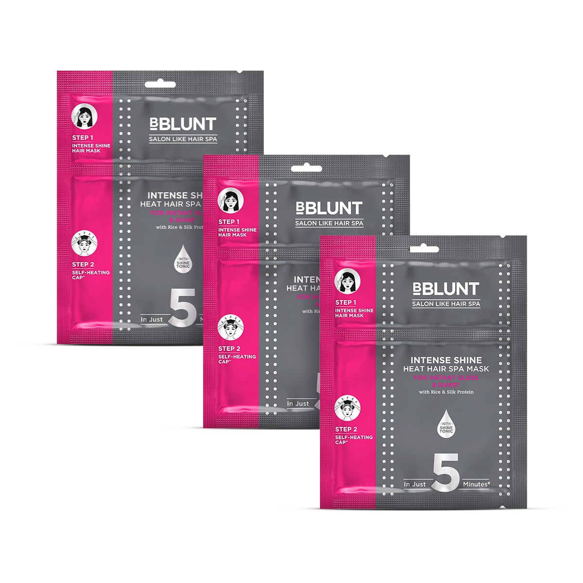 Intense Shine Heat Hair Spa Mask with Rice & Silk Protein for Salon-Like Hair Spa at Home - 70 g (Pack of 3)